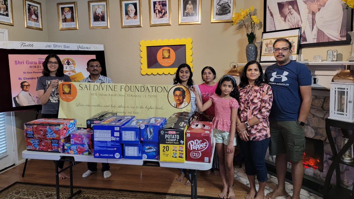 Family with charity donations